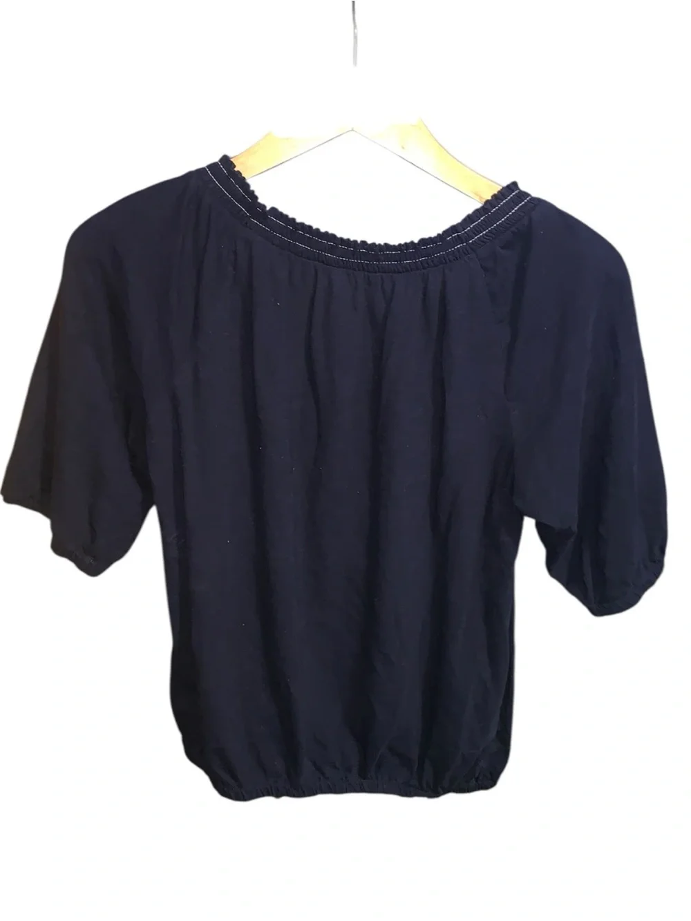 LOFT Yellow and Black Puff-Sleeve Peasant Blouses (Set of 2) Woman’s XS